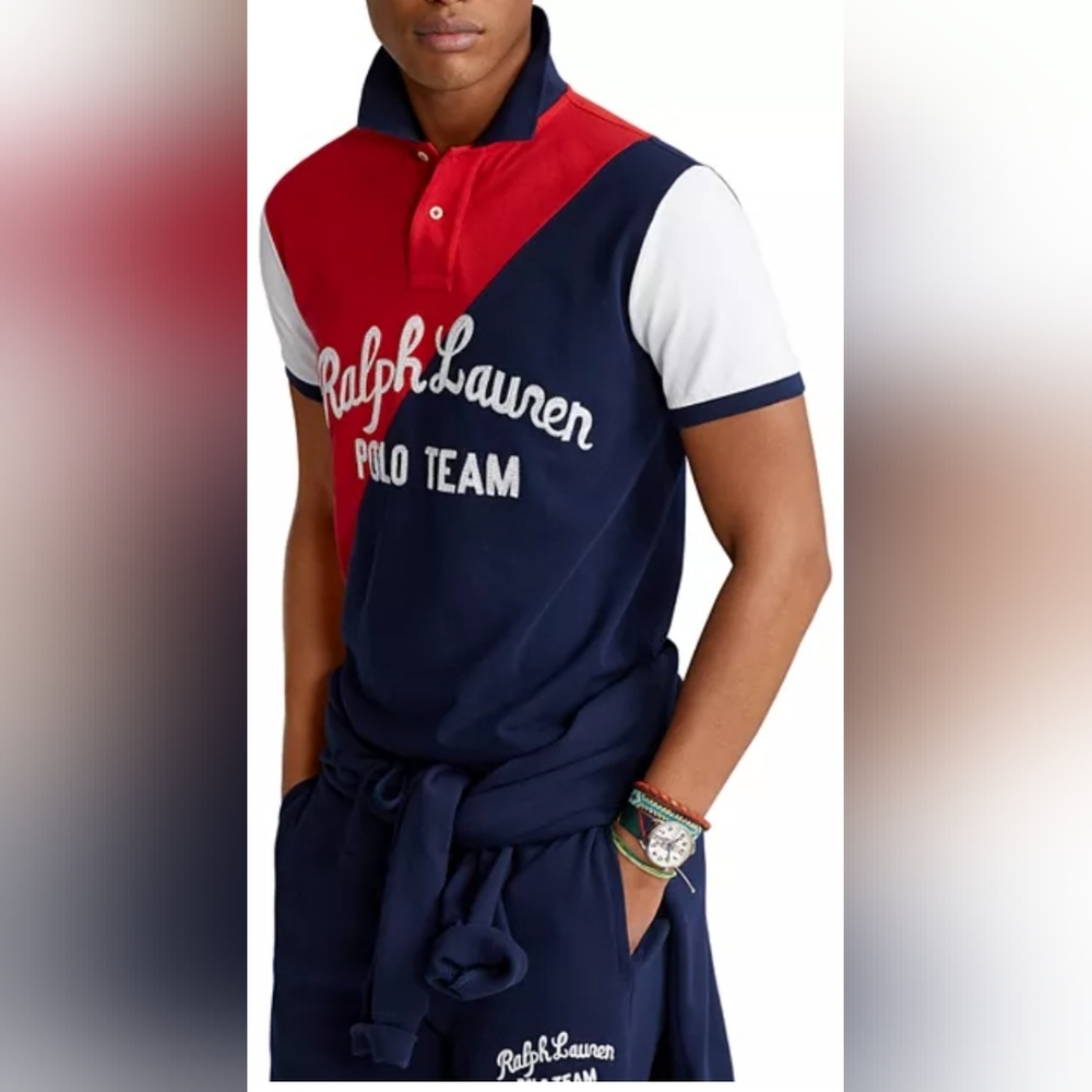 Nwt Polo Ralph Lauren Red/Navy Ralph Polo Team Embroidered Custom Fit Polo